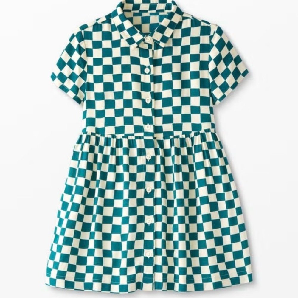 Hanna Andersson Shirt Dress Checkerboard Green 3T